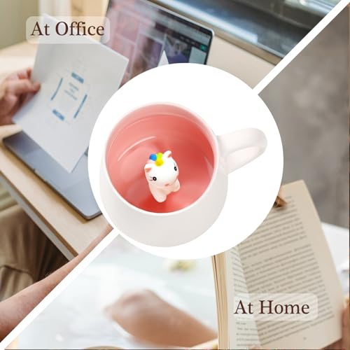 BigNoseDeer Geschenke Für Frauen Süß 3D Einhorn Tasse Kawaii Lustige Tassen Deckel Personalisiert Geschenke für Mädchen Kaffeebecher Geschenk Freundin Teetasse Kinder Geburtstagsgeschenk Weihnachten