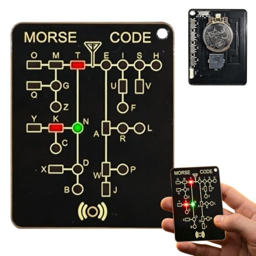 Morse Code Trainer Card Pro Interactive LED & Audio Telegraph Practice Tool Featuring a Professional PCB-Style Design It Supports timed decoding and Audio Playback Functions (1 PC)