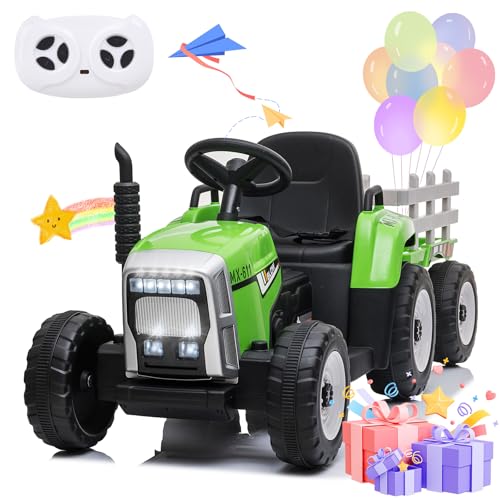 SEHOMY Kids Ride on Tractor with Trailer and 25W Dual...