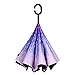 Owen Kyne Windproof Double Layer Folding Inverted Umbrella, Self Stand Upside-down Rain Protection Car Reverse Umbrellas with C-shaped Handle (Wisteria Tree)