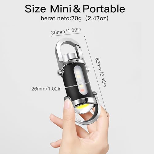 Image of Emergency Keychain Flashlight (3 in 1), Black & Silver | Rechargeable 500 Lumens, Red /Blue Strobe, 1000mAh USB-C Charging, IPX7 Waterproof, Portable EDC Tool