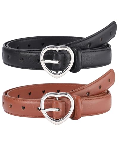 Coubeau 2 pièces Ceinture en Cuir Enfant Fille - Ceinture réglable pour enfants de Sport pour filles et garçons