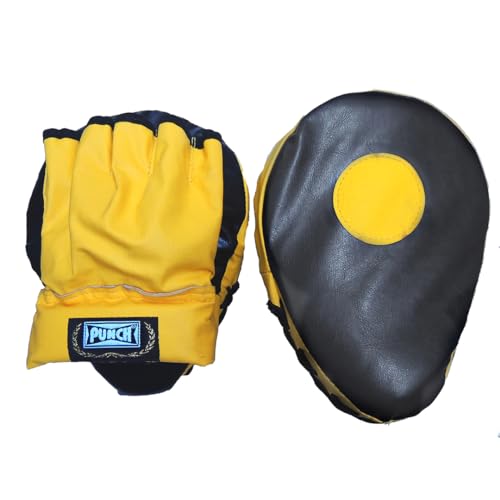 Aparador de Soco (Luva de Foco) Punch Unissex - Par Preto Com Amarelo