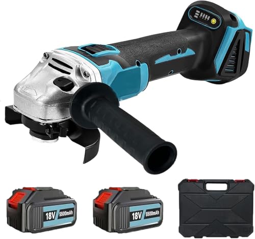Akku Winkelschleifer Kabellos,Kompatibel mit Makita Akku 18V, Ersatz DGA504Z,Neues Upgrade mit 2× 5.5Ah Akkus & Ladegerät, Akku Flex Trennschleifer 125mm, 9000U/min, für Präzises Trennen und Schleifen