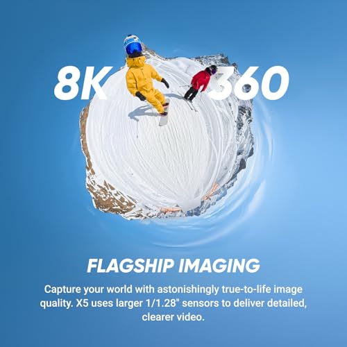 Image of Insta360 X5 Snowboard Bundle - Waterproof 8K 360 Action Camera, Invisible Selfie Stick Effect, Leading Low Light, Rugged & Replaceable Lens, 3-Hour Battery, Clear Audio, Stabilization