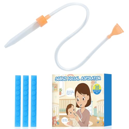 Image of Nasal Aspirator for Baby with 30 Hygiene Filters 0-12 Months, Compact Size, Baby No Bulky Feel Reusable Infant Nose Cleaner, Easy to Use and Clean, Portable for Both Travel and Home Use-White