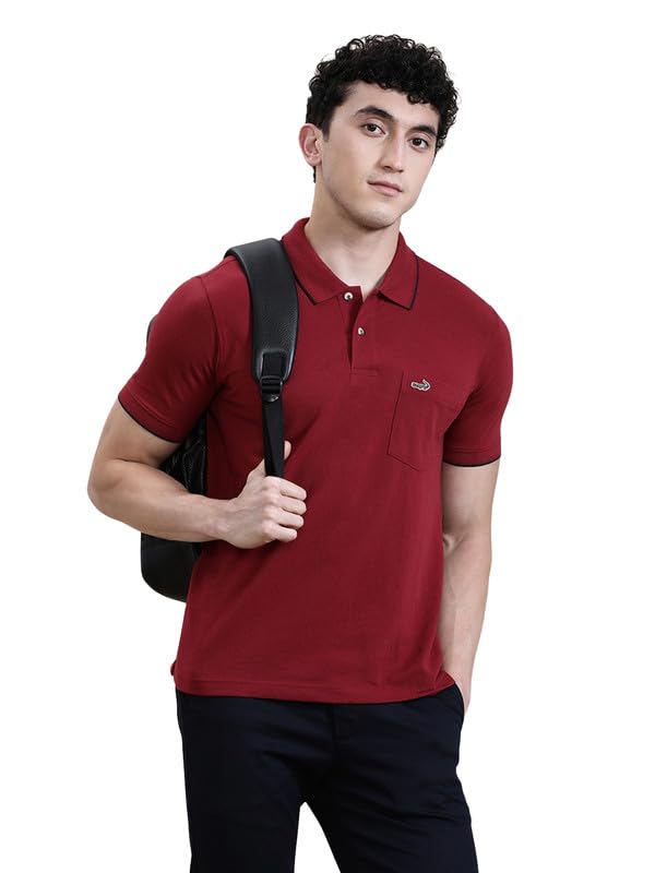 Image of CROCODILE Men Solid Polo T-Shirt | 100% Cotton | Short Sleeve | Slim Fit | Button Placket White