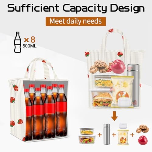 Lunch Box Lunch Bag for Women Adult Men Insulated Cooler Lunch Boxes Simple Reusable Lunchbag Cute Lunchbox Large Capacity Lunch Tote Bags for Picnic or Work, Included Food Storage Bag