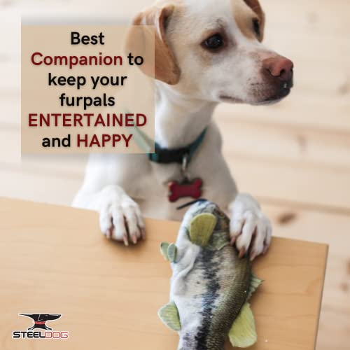 Steel Dog Bass Realistic Squeaker Dog And Cat Toy, Knotted Rope Fish Toy, No Stuffing Dog Chew Toys For Small, Medium, Large Breed #TOP4