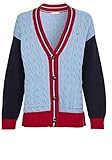 Tommy Hilfiger Langarm Strickjacke geknöpft Muster blau Größe L