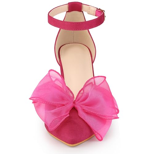 Allegra K Women's Bow Heels Closed Toe Chunky Heel Pumps Sandals2
