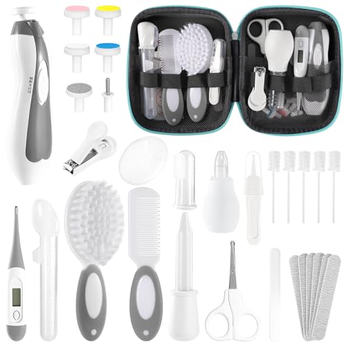 Baby Healthcare and Grooming Kit for Newborn Kids, 31PCS Upgraded Safety Baby Care Kit, Newborn Nursery Health Care Set, Baby Care Products ?Grey White)