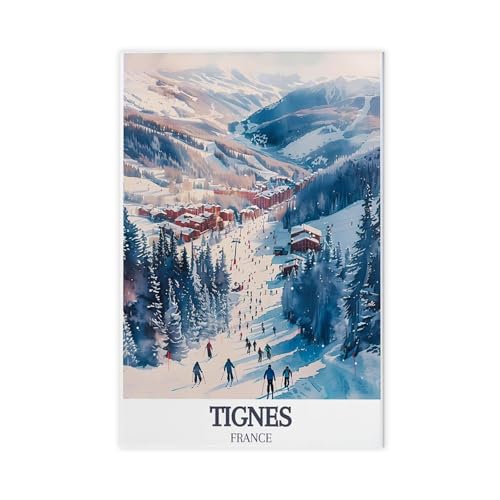 ZDFTAFD Póster de lienzo de Tignes para decoración de dormitorio, decoración de paisaje, regalo, 50 x 75 cm