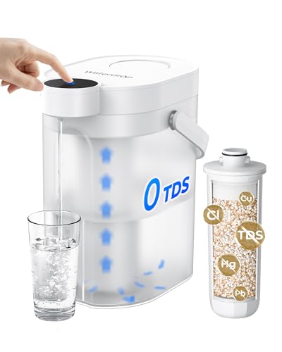 Waterdrop 0 TDS Zero TDS Water Rechargeable Water Filter Jug, WD-ED05TW 3.5L Instant Electric Powerful Dispenser, Reduce Chlorine, Lead, Countertop Water Filtration System with 1 WD-EWFT1 Filter