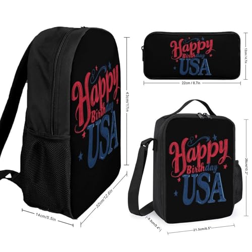 Happy Birthday USA Large Travel Backpacks Carry on Backpack Weekender Bag with 2 Storage Pockets for Men And Women2
