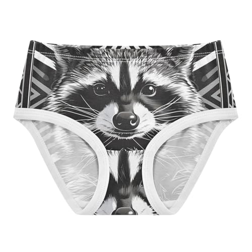 Stylized Raccoon Black Girl Panties Cute Toddler Girls Underwear Cotton Artistic Kids Briefs Undies 2t
