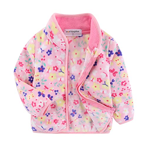 Mud Kingdom Little Girls Fleece Outerwear Jacket Stand Collar Flowers Pink Size 7-8 cover