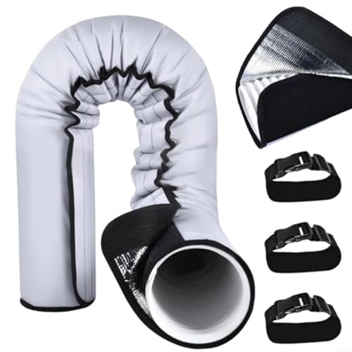 Glewi Cubierta de aislamiento de manguera de CA portátil, manga de tubo de escape de 59 pulgadas para mangueras de 5-5.9 pulgadas, kit de envoltura de bloque de calor con correas elásticas
