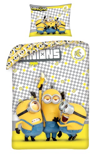 Halantex Parure de lit Minions pour bébé - 100 x 135 cm + 40 x 60 cm - 100 % coton