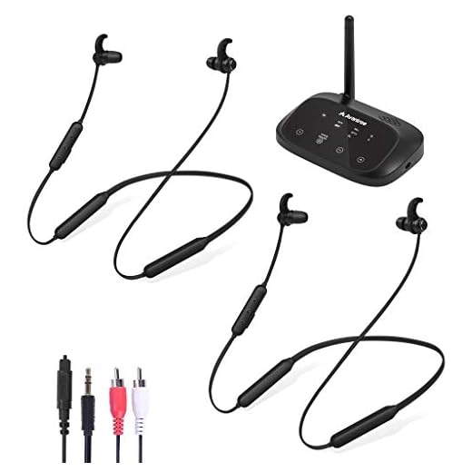 Avantree HT50066 Dual Wireless Headphones Earbuds for TV Watching, Neckband Earphones Hearing Set w/Bypass Bluetooth Transmitter for Optical Digital, RCA, 3.5mm Ported TVs, No Delay