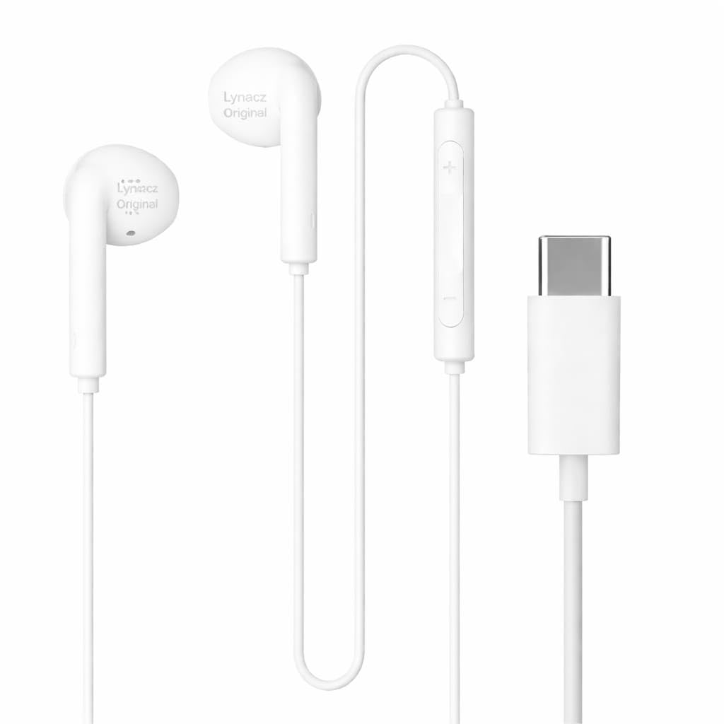 Type C Wired Earphones for iPhone 15/16/17 Series, Type-C Earphone with HD Mic, Deep Bass Stereo Sound, Noise Cancelling & Volume Control (USB C White)