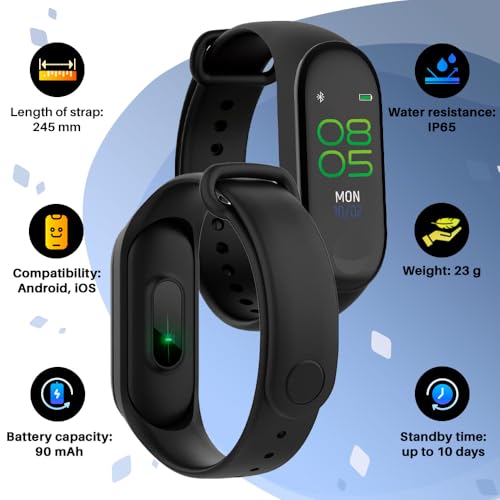 FOREVER Bracelet Montre Connectée SB-50 Fitband - Bracelet Connecté Femme Homme - Smart Fitness Tracker avec Podometre - Bracelet Cardiaque - Montre Calories Dépensées - Smartwatch iOS Android - Noir – Image 5