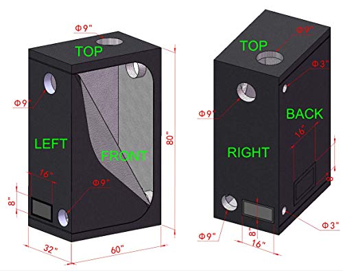 Cdmall 60''X32''X80'' High Reflective Grow Tent Indoor Grow Room For Planting Fruit Flower Veg With Removable Water-Proof Floor Tray #TOP1