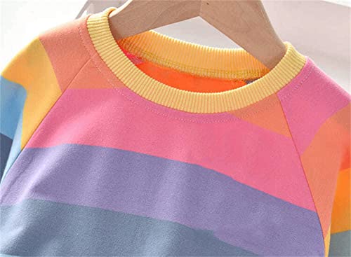 Vestido infantil para meninas de 1 a 6 anos de idade, vestido de princesa listrado arco-íris de fest