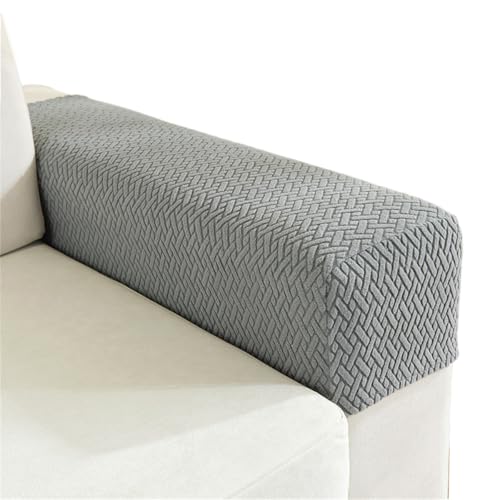 FANSU 2 fundas elásticas para reposabrazos, tejido jacquard, monocolor, antideslizantes, para muebles (gris)