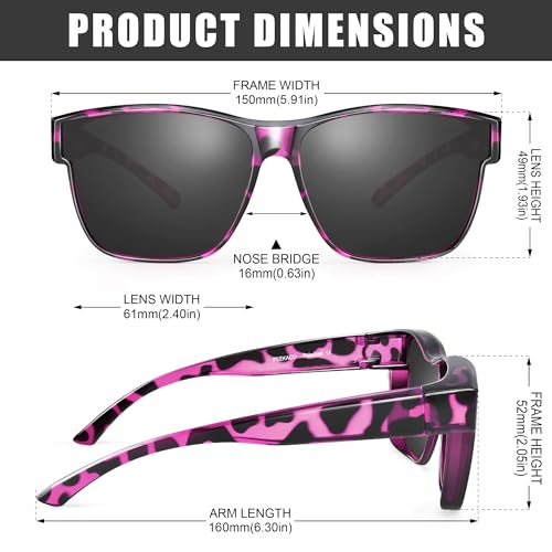 Image of Polarized Sunglasses Fit Over Glasses for Women Men | Oversized Square Sun Glasses UV400 Protection