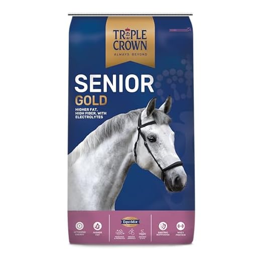 Triple Crown Senior Gold Premium Horse Feed, EquiMix Superior Nutrition, Textured Equine Senior Horse Food, Weight Gain for Mature & Performance Horses, 50 lbs