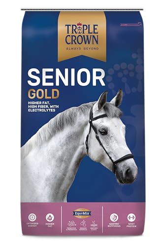 Triple-Crown-Senior-Gold-Premium-Horse-Feed-EquiMix-Superior-Nutrition-Textured-Equine-Senior-Horse-Food-Weight-Gain-for-Mature-Performance-Horses-50-lbs Triple Crown Senior Gold Premium Horse Feed, EquiMix Superior Nutrition, Textured Equine Senior Horse Food, Weight Gain for Mature & Performance Horses, 50 lbs - Image 1