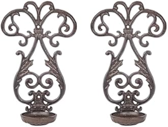 Sungmor Cast Iron Candle Sconces Set of 2, Decorative Wall Mounted Candle Holder, Vintage Emblem Shape Home Candle Display Holder, Gothic Wall Sconce Kitchen Dining Living Room Patio Decor