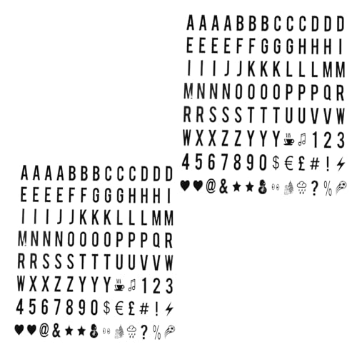 Lot de 208 lettres et chiffres de rechange noirs pour boîte aux lettres A4, tableaux de présentation, 65,4 x 35 mm (boîte lumineuse LED non incluse)