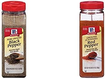 McCormick Pure Ground Black Pepper, 16 oz & Ground Cayenne Red Pepper, 14 Ounce