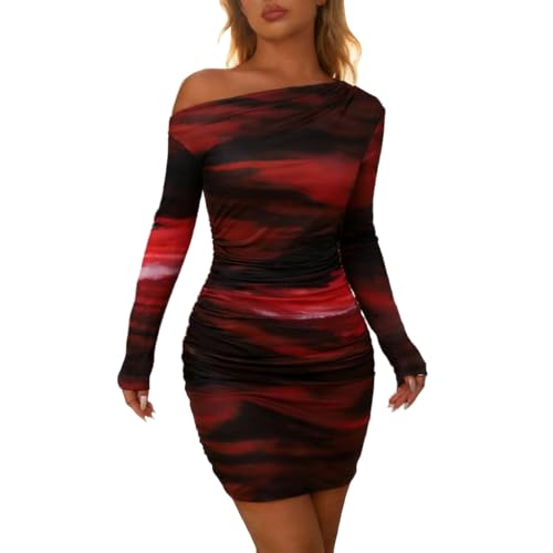Vhersily Vestido de mujer Midi envolvente plisado cuello asimétrico manga larga sexy a la moda transfronterizo para cócteles formales noche ceremonia Año Nuevo Trabajo Fiesta y noche fuera Discoteca