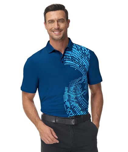 Little Beauty 3 Pack Men's Polo Shirt Short Sleeve Breathable Quick Dry Golf Shirts with Trendy Prints Comfort Collared Top2