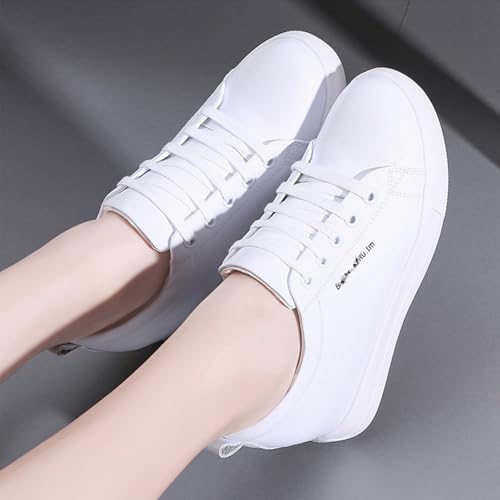 TOSOFT Chaussures Blanches for Femmes Baskets Rehaussant Les Talons Compensés Semelle Souple Bas Haut Classique Confort Plate-Forme Chaussure Baskets (Color : White, Size : 39) – vue 2
