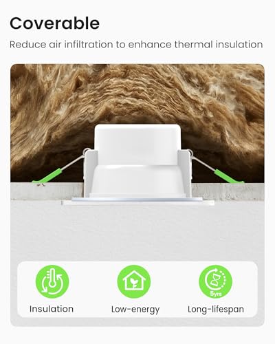 ALUSSO Spot LED Encastrable,10W Spot Led Dimmable 230V IP65, 3000K 4000K 5700K Réglables, Diamètre 95 mm,Diamètre du Trou Φ65-88mm，Éclairage de Plafond Pour Salle de Bain Salon, Lot de 6,Blanc – vue 2