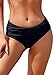 SHEKINI Women's Bikini Bottoms Ruched Black Swimsuit Tummy Control Swim Bottoms (Large, Manhattan Black)