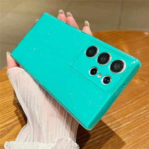 Coque Samsung S25 Ultra en silicone bleu fluorescent et paillettes antichoc