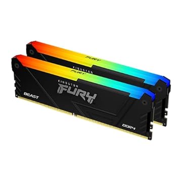 Kingston Kit de memória de desktop FURY Beast 64 GB (2 x 32 GB) 3600MT/s DDR4 CL18 com 2 | Intel XMP | AMD Ryzen | Plug n Play | Sincronização infravermelha RGB | KF436C18BB2AK2/64