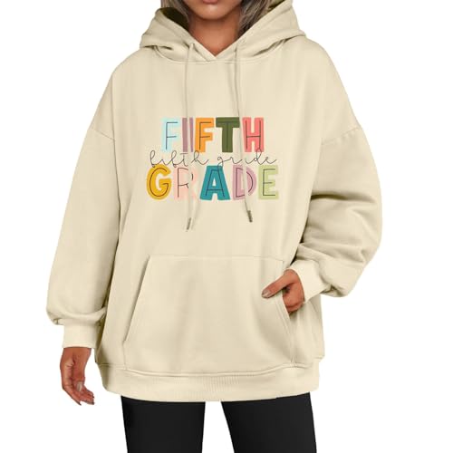 SHAOBGE Fall Homecoming Hoodies Sweatshirts for Women 2024 Back to Schoool Graphic Print Crew Neck Long Sleeve Sweatshirt