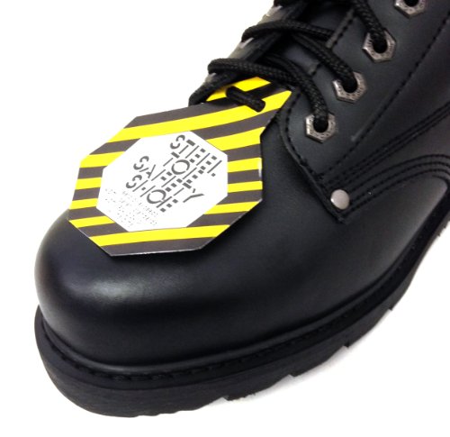 G4U Men's Steel Toe Work Boots Black Leather 6" Lug Sole Oil Resistant Shoes3