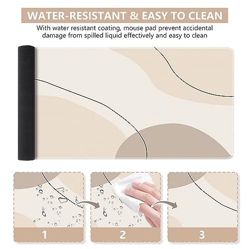 Image of iCasso Extended Gaming Mouse Pad (35.4x15.7 in), Large Stable Rubber Base Mousepad with Stitched Edges, Keyboard Mouse Mat Desk Pad for Work, Game, Office, Home-Brown Art Modern