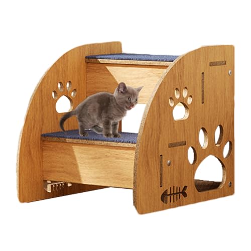 Escaleras para perros para cama alta que evitan caídas con peldaños de madera seguros 8