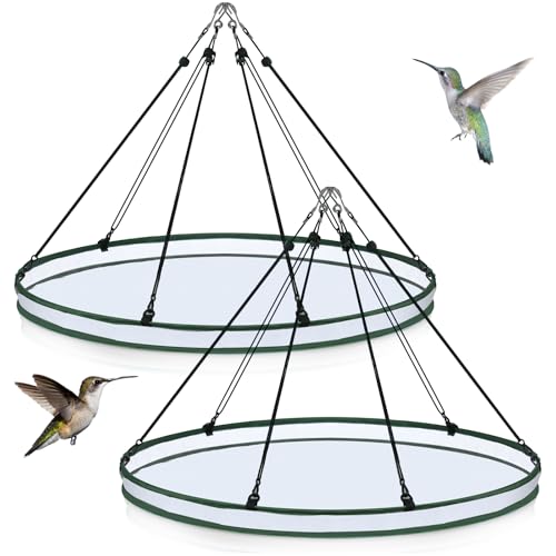 FoldTier 2 Pieces Universal Wild Bird Seed Catcher Hanging Hoop Platform Bird Seed Catcher Tray for Hummingbird Feeders Bee Feeder Outdoor Garden Accessories (30 Inch)