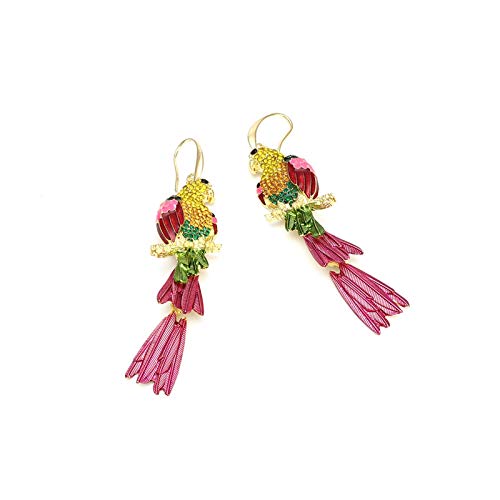 Colorful Parrot Dangle Earrings Shining Rainbow Rhinestone Drop Earrings Bohemian Animal Bird Earrings for Women Jewelry3