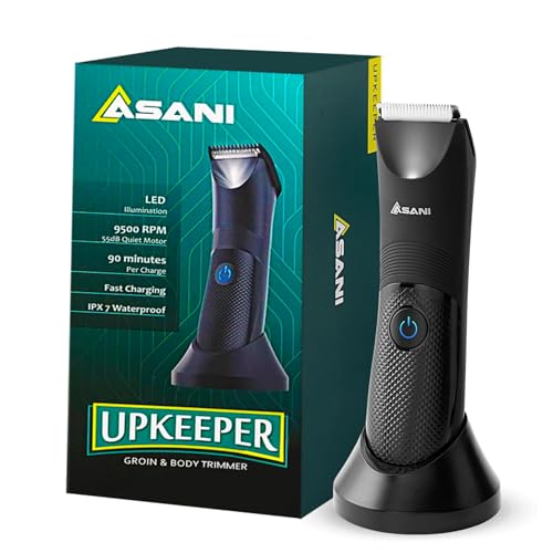 Upkeeper Body Hair Trimmer for Men - No-Nick Body Groomer for Men with Ceramic Blade and Bright LED Light - Rechargeable and Waterproof Body Shavers for Men Groin Hair Trimmer for Wet and Dry Shaving