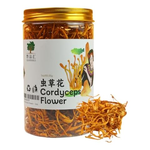 QIANPINHUI Cordyceps Flower Cordyceps Dried Flowers Mushroom Helps Reduce Fatigue,Increase Energy for Soup/Cooking/Cooling/Tea Making 3oz/85.05g - New Sealed Packaging Cover